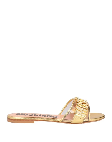 Женские кожаные сандалии Moschino, золотистые