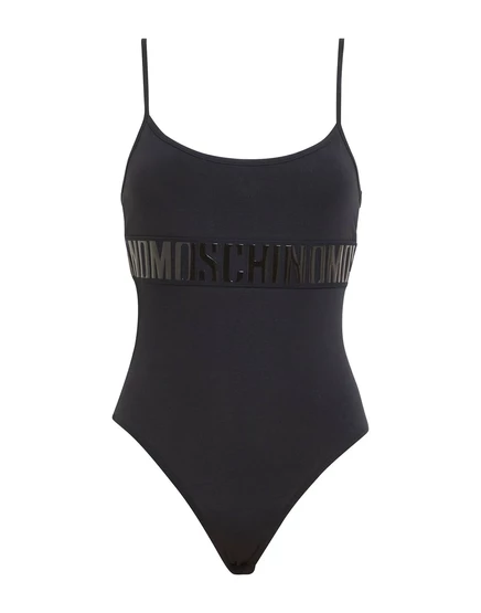 Женское боди Moschino из джерси с логотипом, черное