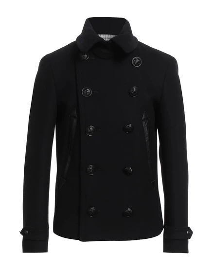 Мужское пальто DSquared2 с кожаными вставками, чёрное