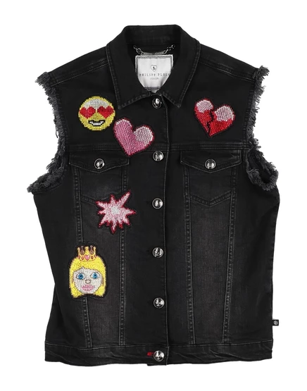 Женская джинсовая жилетка Philipp Plein Junior, чёрная