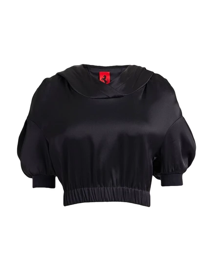 Женский кроп-топ Ferrari Tops из атласа, чёрный