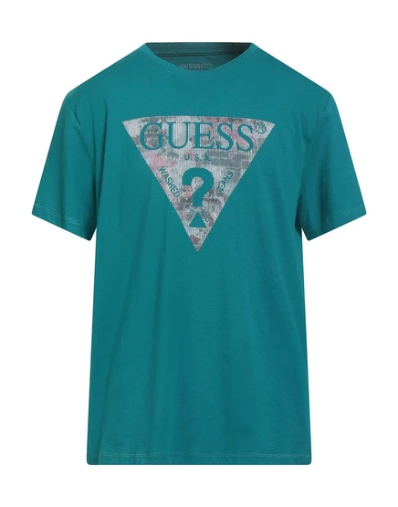 Мужская футболка Guess с логотипом, изумрудная