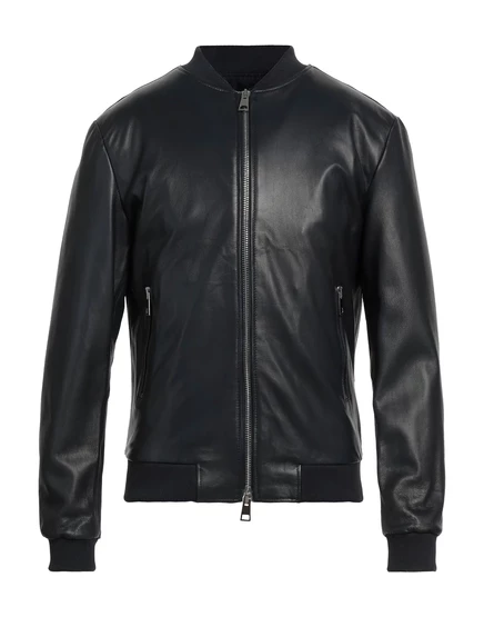 Мужской кожаный бомбер Street Leathers, темно-синий