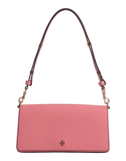 Женская сумка Tory Burch багет кожаная, античная роза