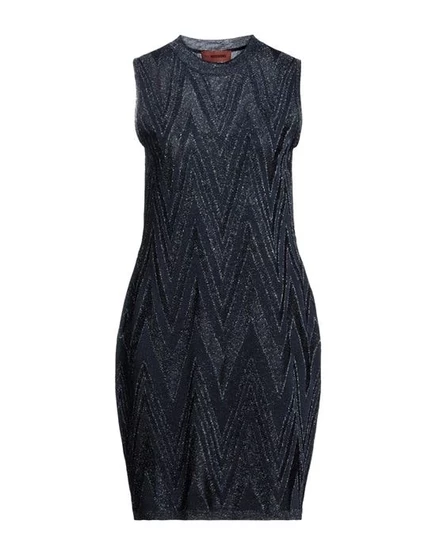 Женское короткое платье Missoni с узором «елочка», тёмно-синее