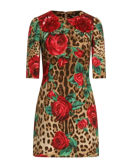 Женское платье Dolce & Gabbana Papermag жаккардовое, песочное