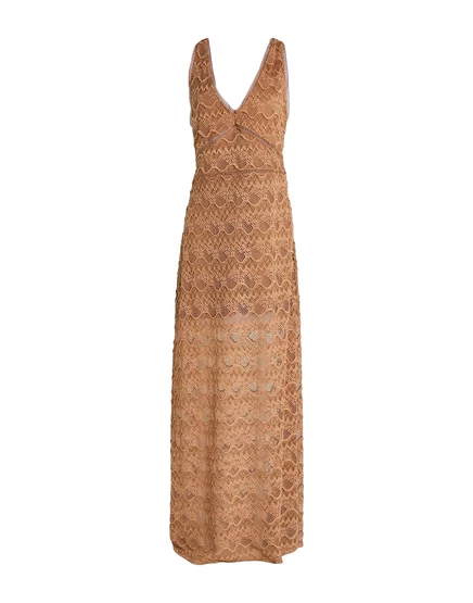 Женское платье Guess, макси, облегающее, верблюжье