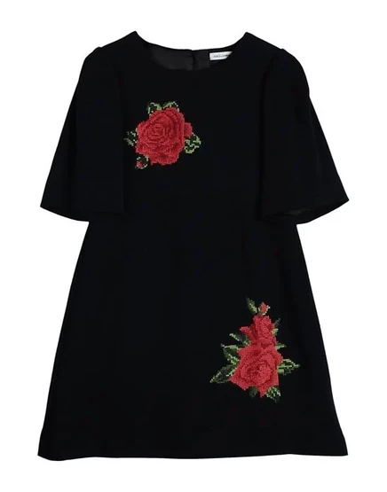 Детское платье Dolce & Gabbana с вышивкой, черное
