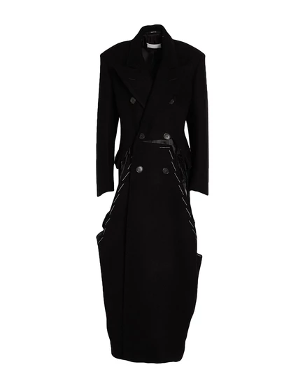 Женское двубортное пальто Maison Margiela из шерсти, чёрное