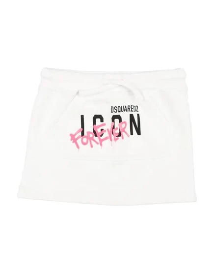 Детская юбка Dsquared2 из хлопкового футера, белая