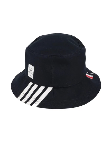 Мужская шляпа Thom Browne хлопок в полоску, иссиня‑чёрная