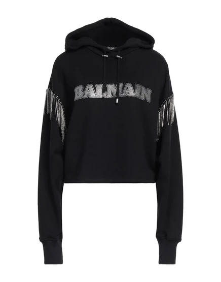 Мужская толстовка Balmain PAPERMAG с кристаллами, чёрная