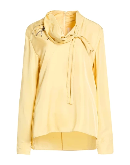 Женская блузка Jil Sander с бантом, пастельно-желтая