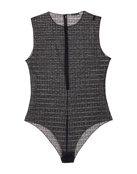 Женское боди Givenchy из тюля с логотипом, чёрное