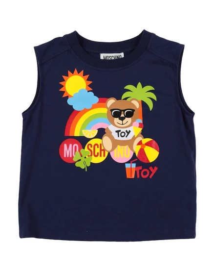 Детская футболка Moschino Kid без рукавов, иссиня‑чёрная