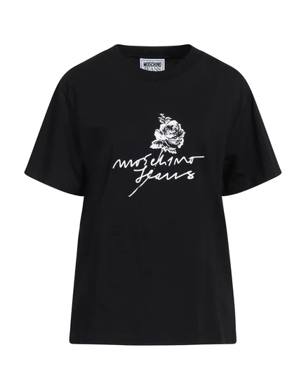 Женская футболка Moschino Jeans Lorenz_SP из хлопка, чёрная