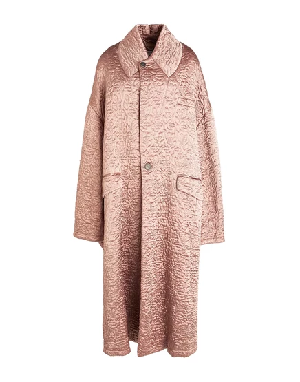 Женское пальто Maison Margiela атласное с вышивкой, пудровое