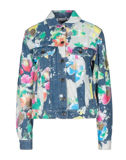 Женская джинсовая куртка Moschino лаковая, иссиня-чёрный