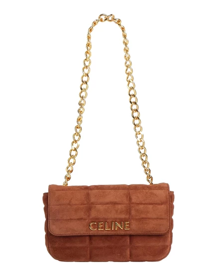 Женская сумка-багет Celine, замша, большая, коричневая