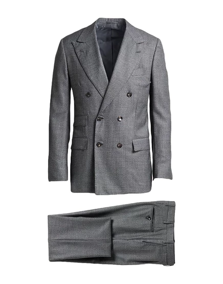 Мужской костюм Kiton двубортный из шерсти, серый
