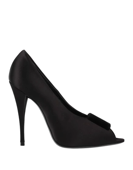 Женские туфли Saint Laurent Pumps атласные, черные