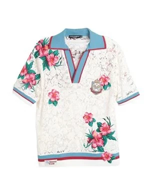 Мужское поло Dolce & Gabbana с кружевом, слоновая кость