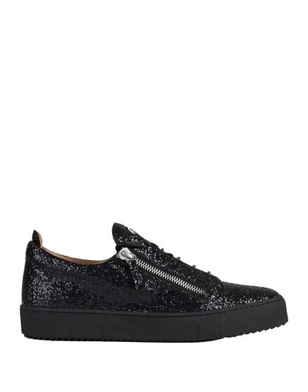 Мужские кеды Giuseppe Zanotti кожа с блёстками, чёрные
