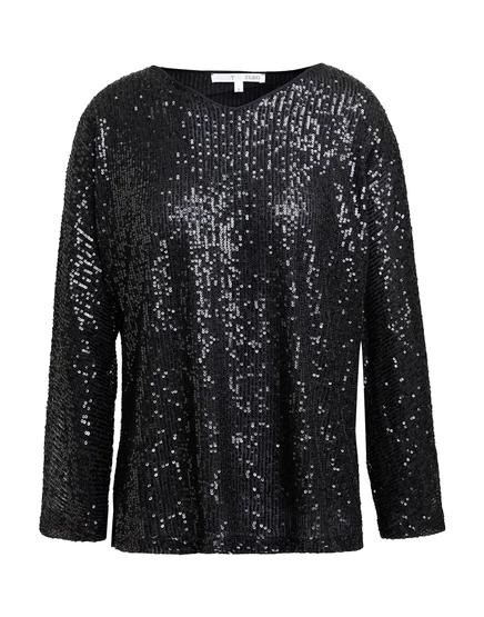 Женский топ SHIRT C-ZERO из тюля с пайетками, чёрный