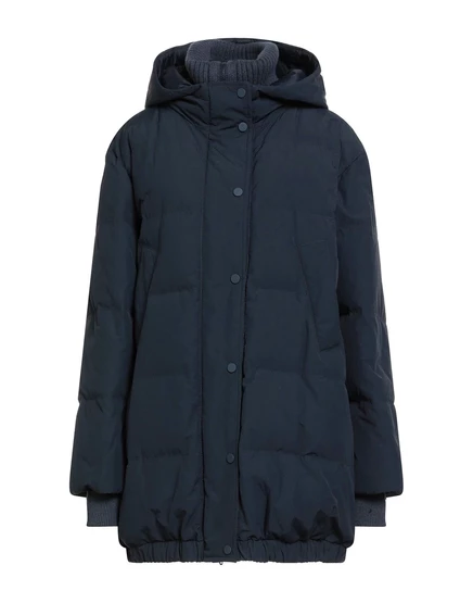 Женский короткий пуховик Brunello Cucinelli с капюшоном, иссиня-чёрный