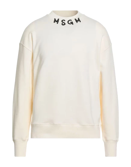 Мужское худи MSGM с принтом, светло-кремовое
