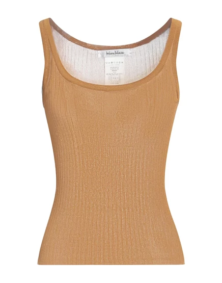 Женский топ Max Mara без рукавов, шелковый, верблюжий