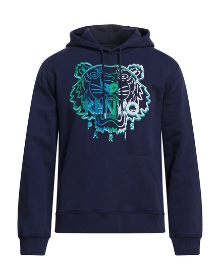 Мужская толстовка Kenzo флисовая с капюшоном, тёмно-синяя