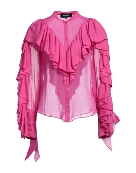 Женская рубашка Rochas из шифона с рюшами, фуксия
