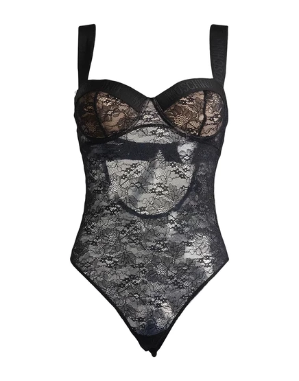 Женский боди Moschino PAPERMAG кружевной, чёрный