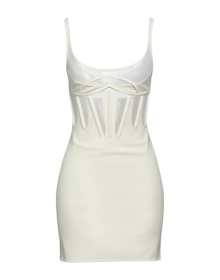 Женское платье Mugler Wonderwoman мини, цвета слоновой кости