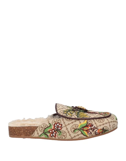 Женские мюли Tory Burch JADR тканые с овчиной, бежевые