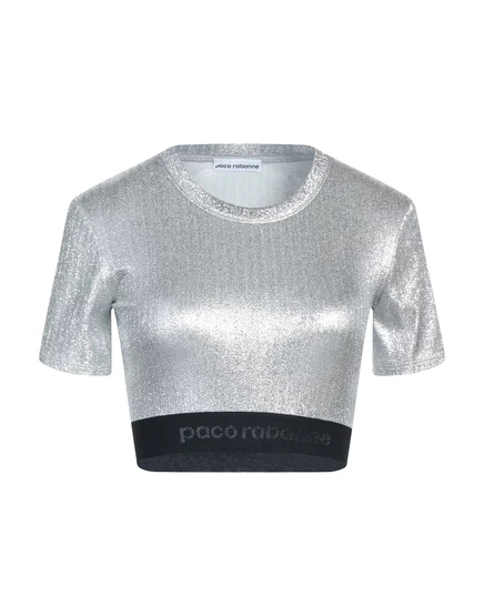 Женская футболка RABANNE PAPERMAG, ламе, серебристая