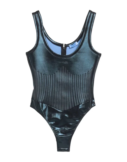 Женское боди Mugler из искусственной кожи, чёрное