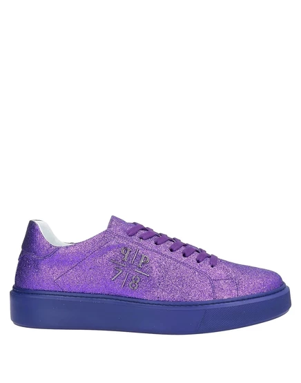Женские кеды Philipp Plein кожаные с блёстками, фиолетовые
