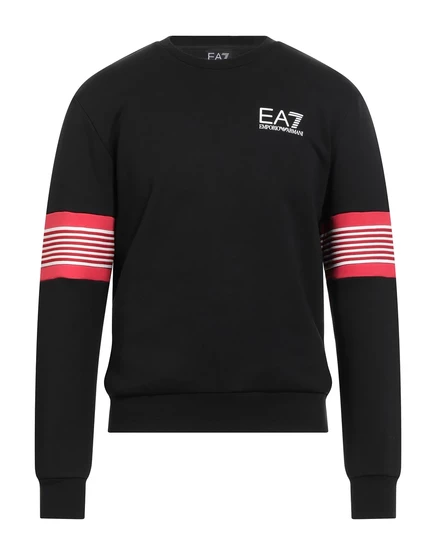 Мужская толстовка EA7 флис с узором, чёрная
