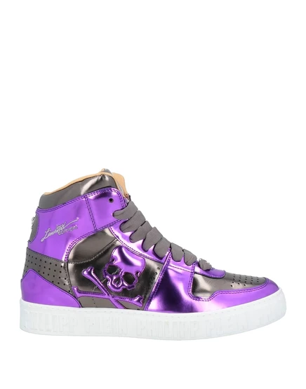 Мужские высокие кеды Philipp Plein PAPERMAG, лаковые, лиловые