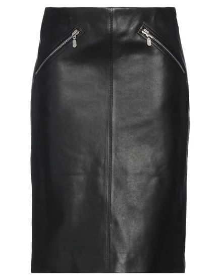 Женская миди-юбка Belstaff кожа ягнёночка, чёрная