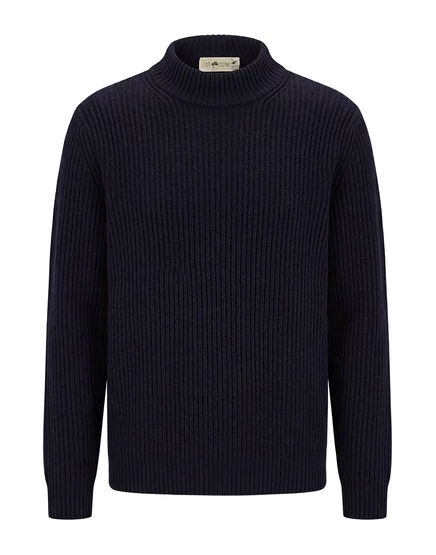 Мужская водолазка Irish Crone Agata, шерсть, темно-синяя