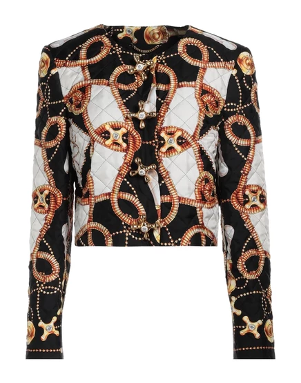 Женская стёганая куртка Moschino из шёлка, чёрная