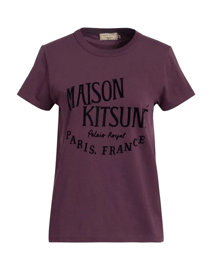 Женская футболка Maison Kitsun с логотипом, сливовая