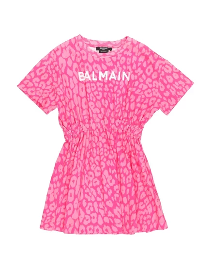 Платье для девочек Balmain, леопардовый принт, фуксия