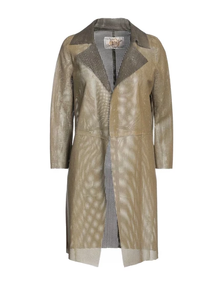Женский однобортный пиджак Vintage De Luxe кожаный, зелёный милитари
