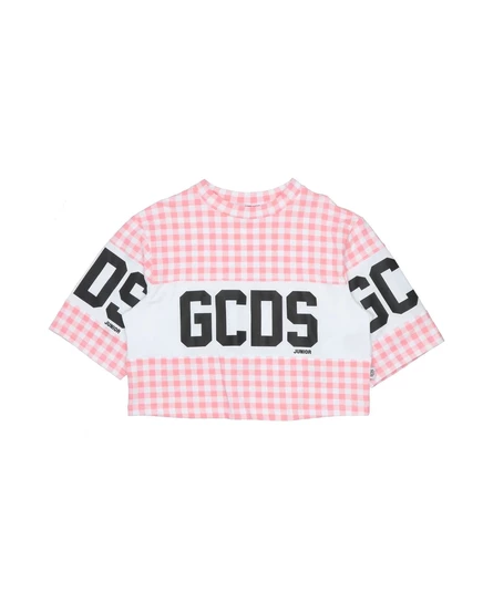 Детская футболка GCDS Mini Junior, клетка, розовая