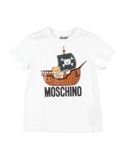 Детская футболка MOSCHINO KID с принтом, белая