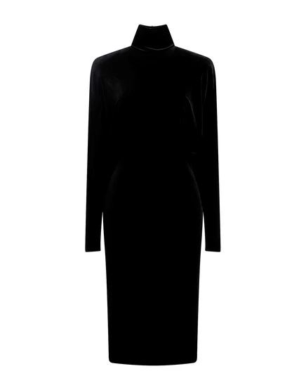 Женское платье Alexandre Vauthier миди из шенилла, чёрное